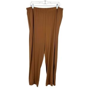 Bob Mackie Wearable Art Wide Leg Pull On Pants Brown Stretchy Knit Women's 3X